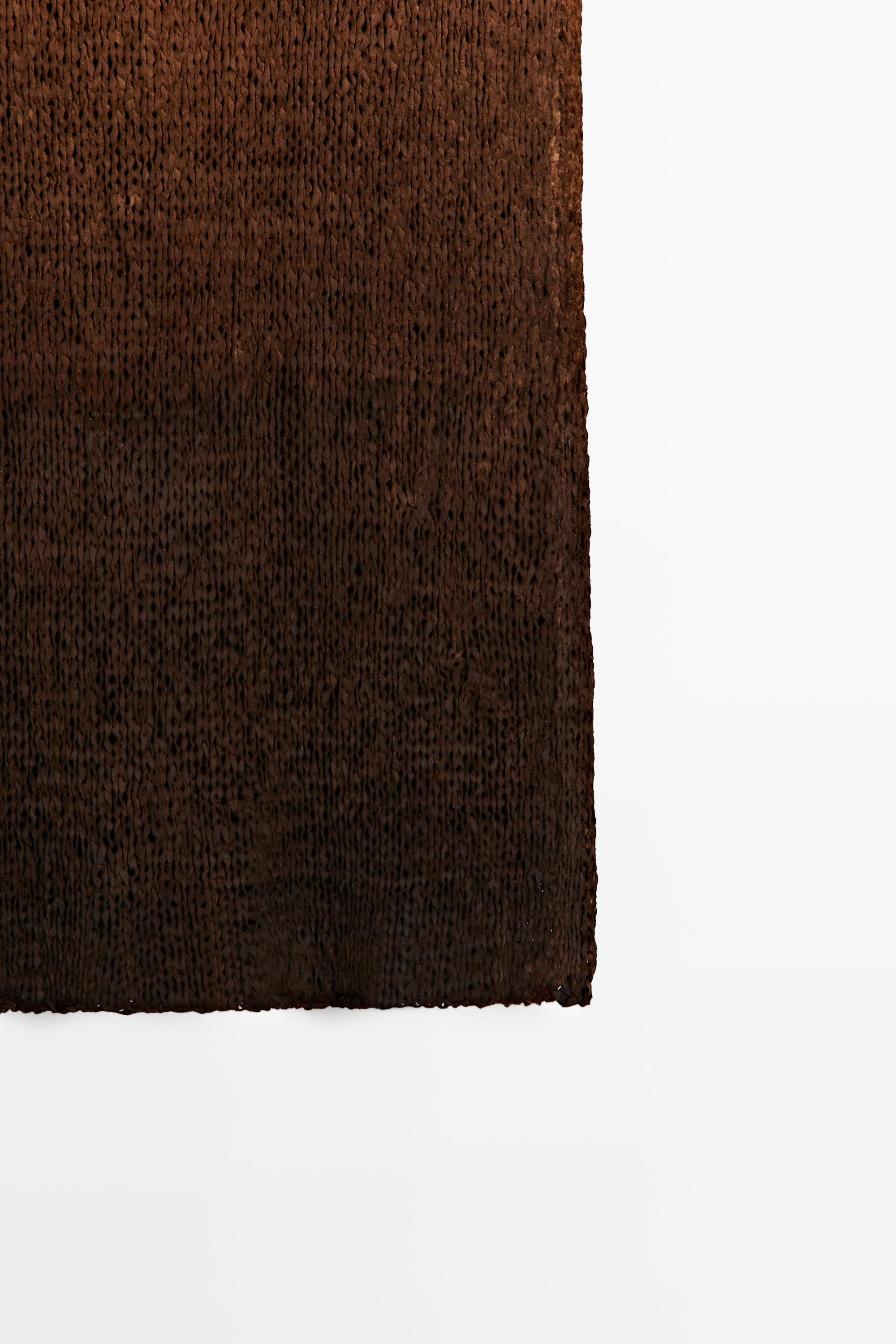 Suede leather knit midi skirt